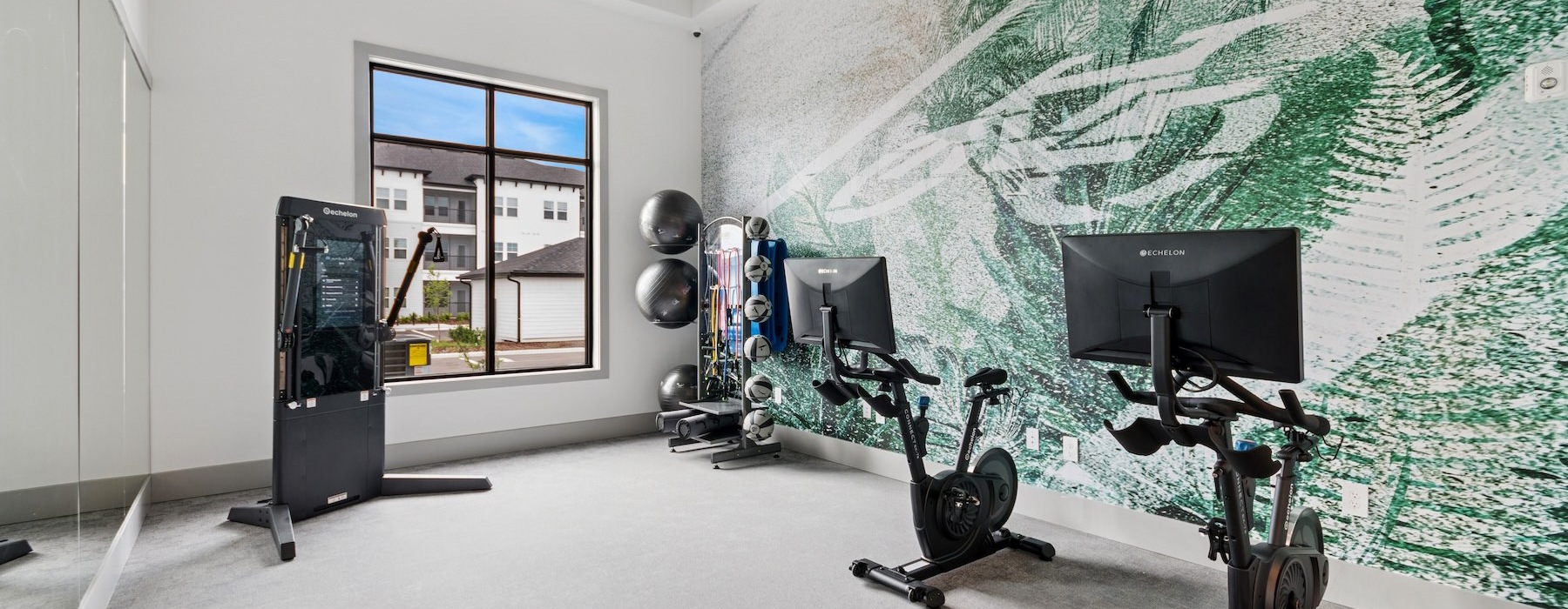 a gym with exercise equipment